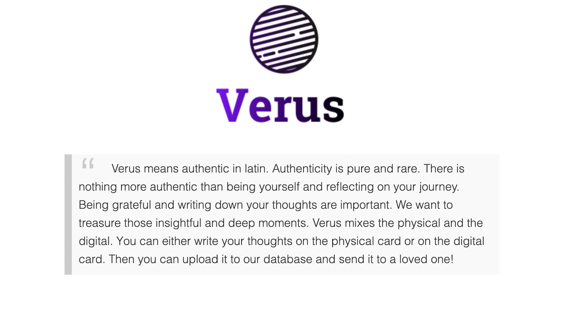 Screenshot of the verus app